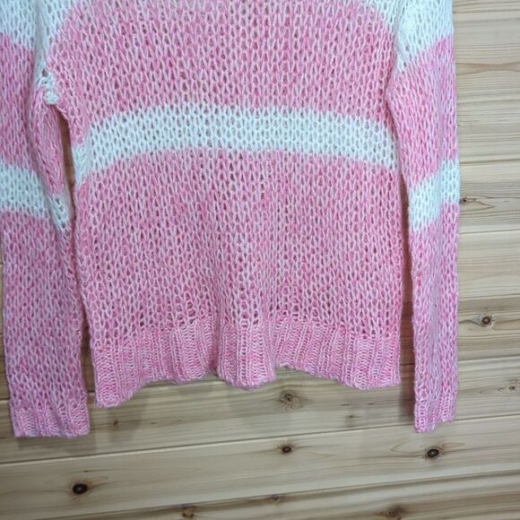 Sundance Sweater Womens Medium Pink Striped Open Knit Wool Blend - Picture 3 of 8